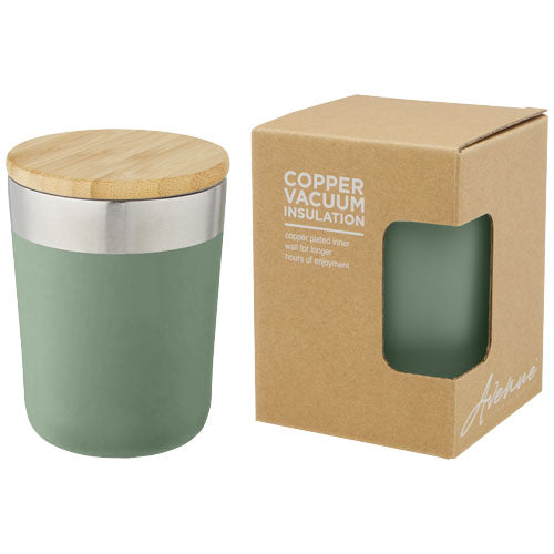 Vaso de 330 ml de acero inoxidable con aislamiento al vacío de cobre y tapa de bambú "Lagan"