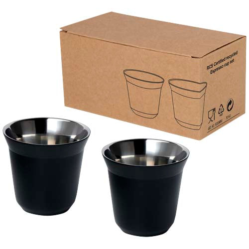Juego de tazas para espresso de acero inoxidable de 80 ml con certificado RCS "Duo"