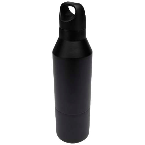Botella isotérmica de acero inoxidable reciclado de 600 ml con certificado RCS y vaso de 300 ml "Odessy"