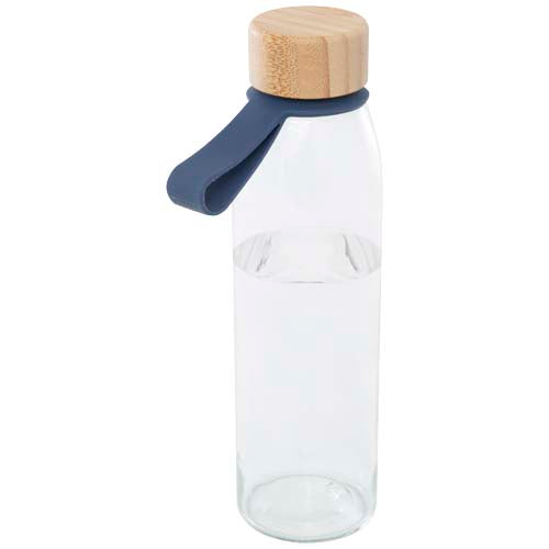 Botella de cristal de 500 ml con asa de silicona y tapa de bambú "Porto"