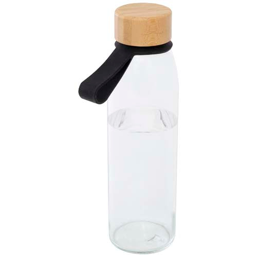 Botella de cristal de 500 ml con asa de silicona y tapa de bambú "Porto"