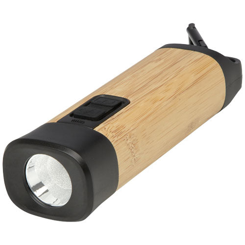 Linterna de plástico reciclado con mosquetón de bambú/RCS "Kuma" - 10457006