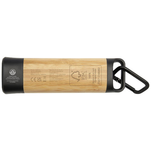 Linterna de plástico reciclado con mosquetón de bambú/RCS "Kuma" - imageBack