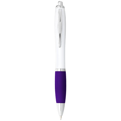 Bolígrafo blanco con empuñadura de color "Nash" (tinta negra)