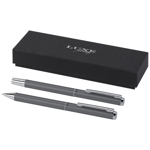 Set de regalo de bolígrafo y rollerball de aluminio reciclado "Lucetto" (tinta negra)