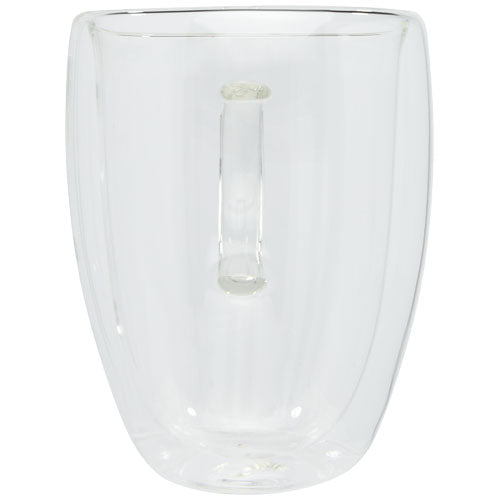 Dos tazas de vidrio de doble pared de 350 ml con posavasos de bambú "Manti" - imageFront