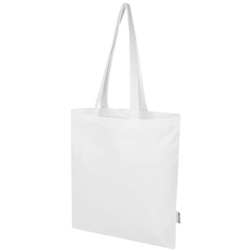 Bolsa Tote de 7 L de algodón reciclado de 140 g/m² con certificado GRS "Madras Blend"