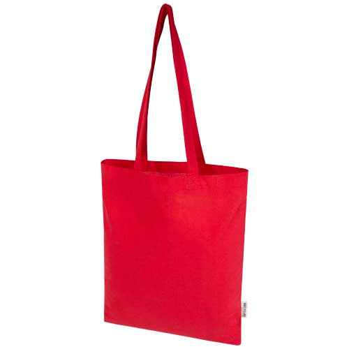 Bolsa Tote de 7 L de algodón reciclado de 140 g/m² con certificado GRS "Madras Blend"