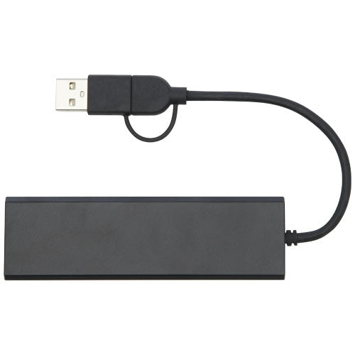 Hub USB 2.0 de aluminio reciclado con certificación RCS "Rise" - imageFront