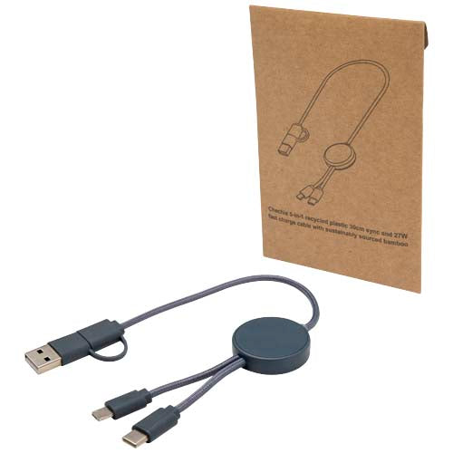 Cable 5 en 1 de plástico reciclado de 30 cm para sincronización de datos y carga rápida de 27 W "Citala"