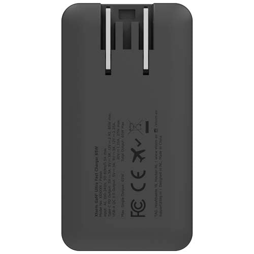 Cargador de viaje de carga rápida de 65 W con cable y estuche "Xtorm" - imageBack