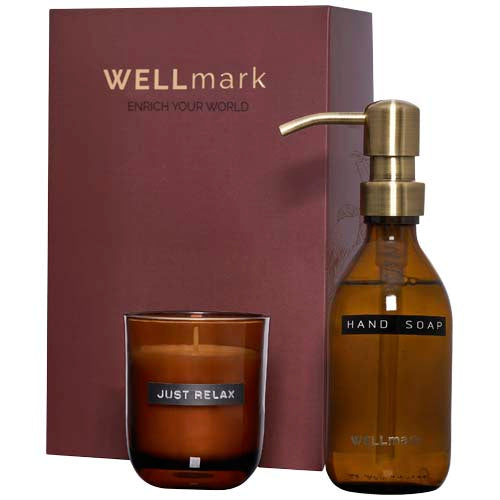 Dispensador de jabón de manos de 250 ml y juego de velas aromáticas de 150 g con fragancia de lino fresco "Wellmark Discovery - 12640622