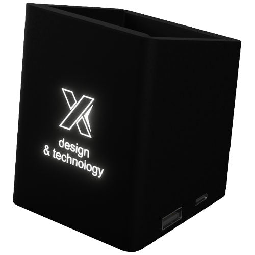 Soporte para lápices antibacteriano con logotipo retroiluminado y doble salida USB "SCX.design O11" - 1PX07690