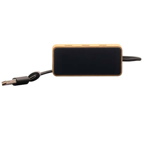 Hub USB 8 en 1 de madera con doble entrada y 6 puertos "SCX.design H21" - imageBack
