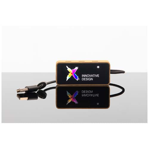 Hub USB 8 en 1 de madera con doble entrada y 6 puertos "SCX.design H21" - imageMood1
