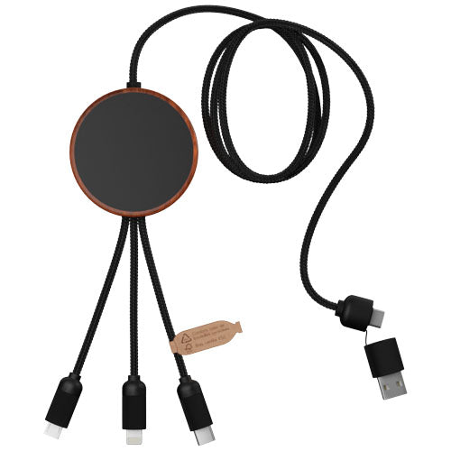 Cable de carga 5 en 1 de PET reciclado con logo retroiluminado y base de carga de 10 W "SCX.design C40" - imageFront