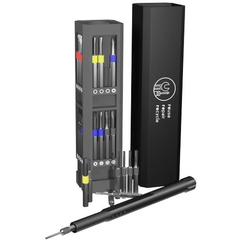 Set de destornilladores y accesorios de reparación de 30 piezas en caja de aluminio "SCX.design T20" - 2PX17090