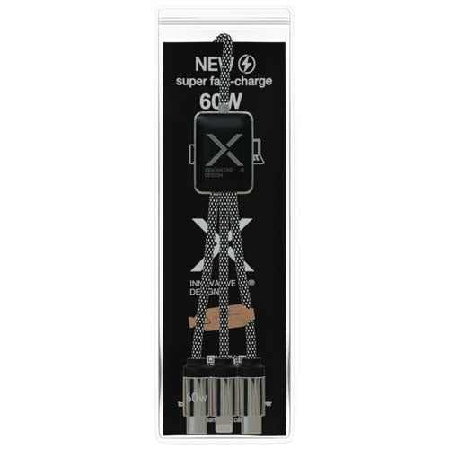 Cable de carga tipo C de 60 W con doble logotipo retroiluminado "SCX.design C33" - imagePackage