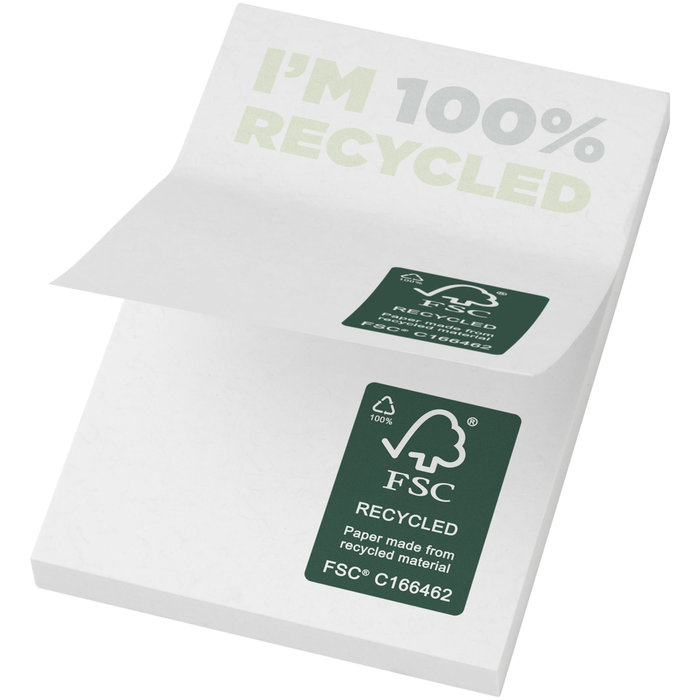 Bloc de notas adhesivas de papel reciclado de 50 x 75 mm "Sticky-Mate®" 