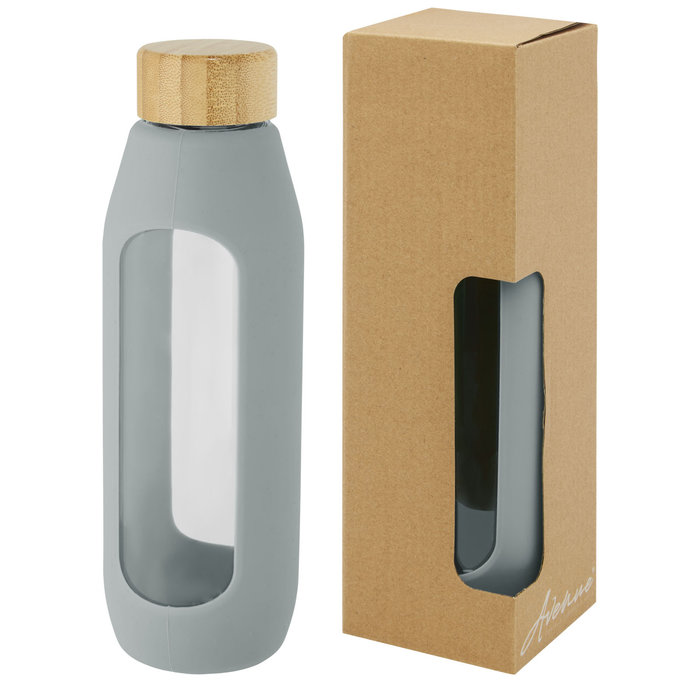 Botella de vidrio borosilicato con agarre de silicona de 600 ml  "Tidan"