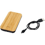Batería externa inalámbrica de 6000 mAh de bambú/tela "Future"