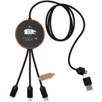 Cable de carga 5 en 1 de PET reciclado con logo retroiluminado y base de carga de 10 W "SCX.design C40"