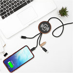 Cable de carga 5 en 1 de PET reciclado con logo retroiluminado y base de carga de 10 W "SCX.design C40"