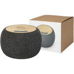 Altavoz de bambú/RPET Bluetooth® y base de carga inalámbrica "Ecofiber"