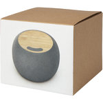 Altavoz de bambú/RPET Bluetooth® y base de carga inalámbrica "Ecofiber"