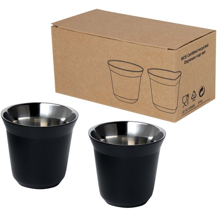 Juego de tazas para espresso de acero inoxidable de 80 ml con certificado RCS "Duo" 