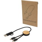 Cable 5 en 1 de plástico reciclado de 30 cm para sincronización de datos y carga rápida de 27 W con detalles de bambú "Chechia"