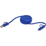 Cable retráctil 5 en 1 de 100 cm de plástico reciclado y aluminio para sincronización de datos y carga rápida de 45 W "Alasia"