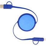Cable retráctil 5 en 1 de 100 cm de plástico reciclado y aluminio para sincronización de datos y carga rápida de 45 W "Alasia"