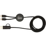 Cable 5 en 1 de plástico reciclado de 150 cm para sincronización de datos y carga rápida de 27 W con detalles de bambú "Chechia"