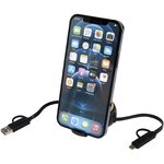 Cable retráctil 5 en 1 de plástico reciclado de 100 cm para sincronización de datos y carga rápida de 45 W con detalles de bambú "Chechia"
