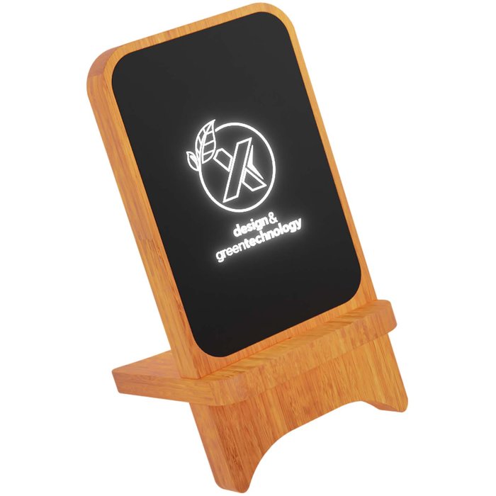 Cargador inalámbrico de madera de 10 W luminoso "SCX.design W16"