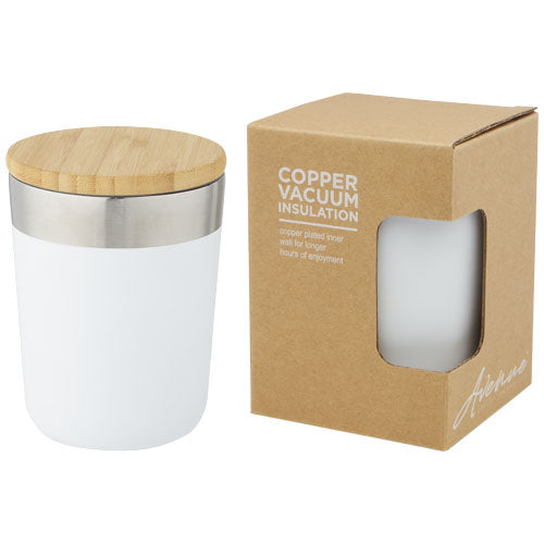 Vaso de 330 ml de acero inoxidable con aislamiento al vacío de cobre y tapa de bambú "Lagan"