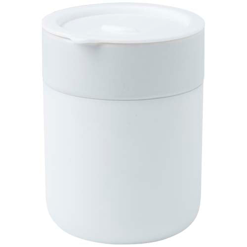 Vaso de cerámica de 330 ml con agarradero de silicona y tapa de plástico "Java"
