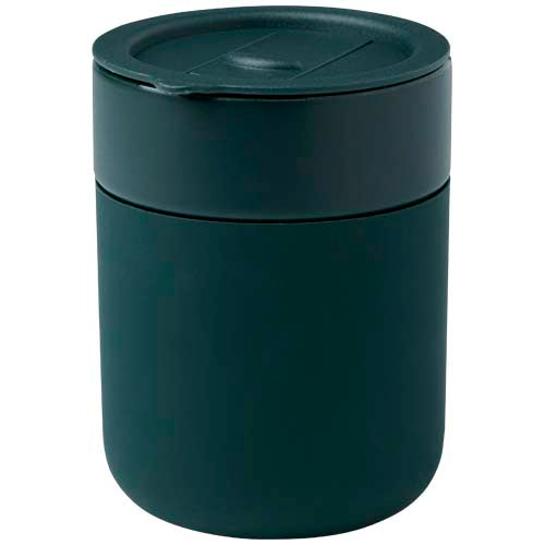 Vaso de cerámica de 330 ml con agarradero de silicona y tapa de plástico "Java"