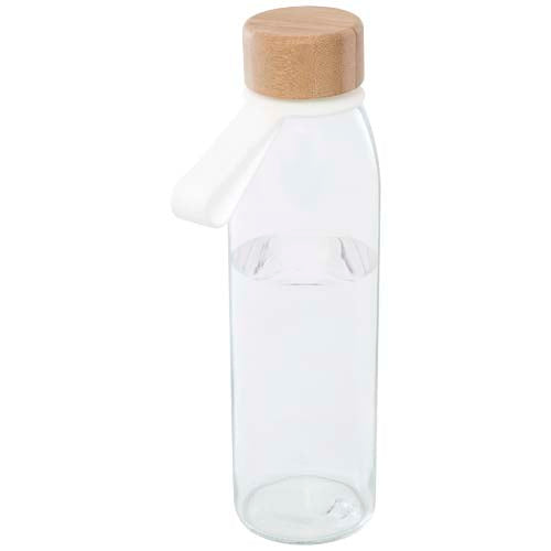 Botella de cristal de 500 ml con asa de silicona y tapa de bambú "Porto"
