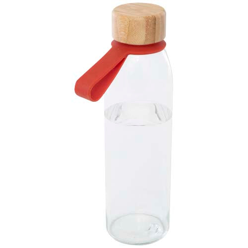 Botella de cristal de 500 ml con asa de silicona y tapa de bambú "Porto"