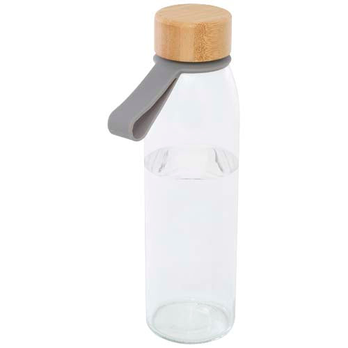 Botella de cristal de 500 ml con asa de silicona y tapa de bambú "Porto"
