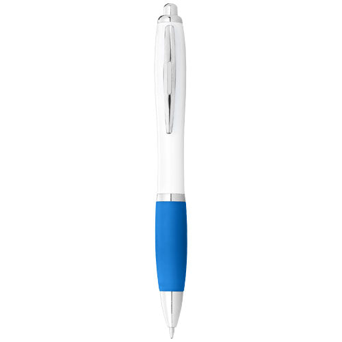 Bolígrafo blanco con empuñadura de color "Nash" (tinta azul)