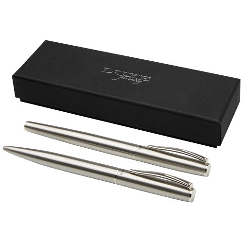 Set de bolígrafo y rollerball de acero inoxidable reciclado "Didimis" (tinta negra)