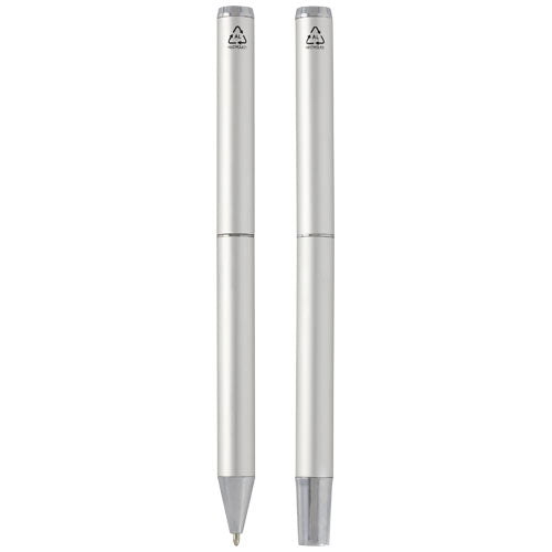 Set de regalo de bolígrafo y rollerball de aluminio reciclado "Lucetto" (tinta negra) - imageBack