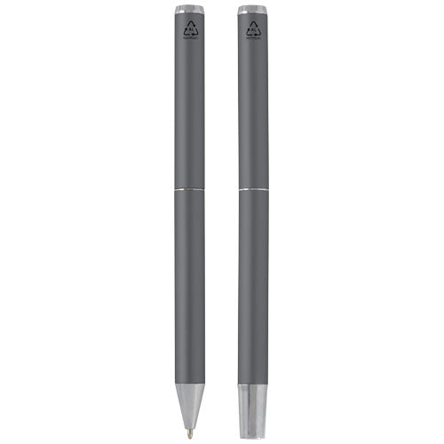 Set de regalo de bolígrafo y rollerball de aluminio reciclado "Lucetto" (tinta negra) - imageBack