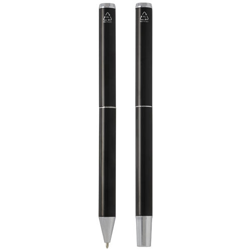 Set de regalo de bolígrafo y rollerball de aluminio reciclado "Lucetto" (tinta negra) - imageBack