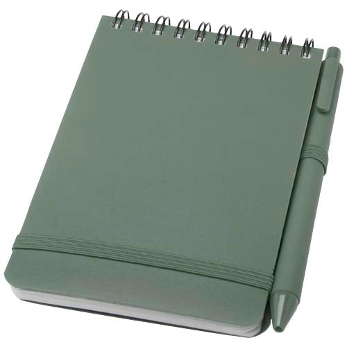 Libreta de tapa dura A6 de plástico procedente del océano con bolígrafo "Thalaasa" (tinta negra)