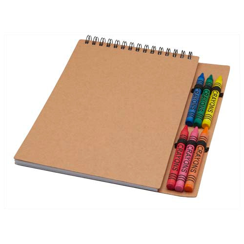 Libreta de tapa blanda A5 con espiral y set de ceras "Doodle"