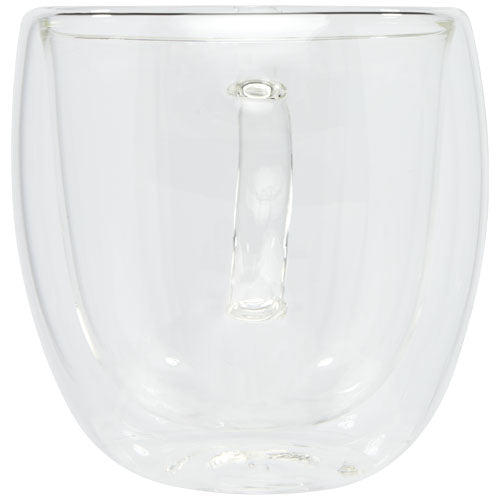 Dos tazas de vidrio de doble pared de 250 ml con posavasos de bambú "Manti" - imageFront